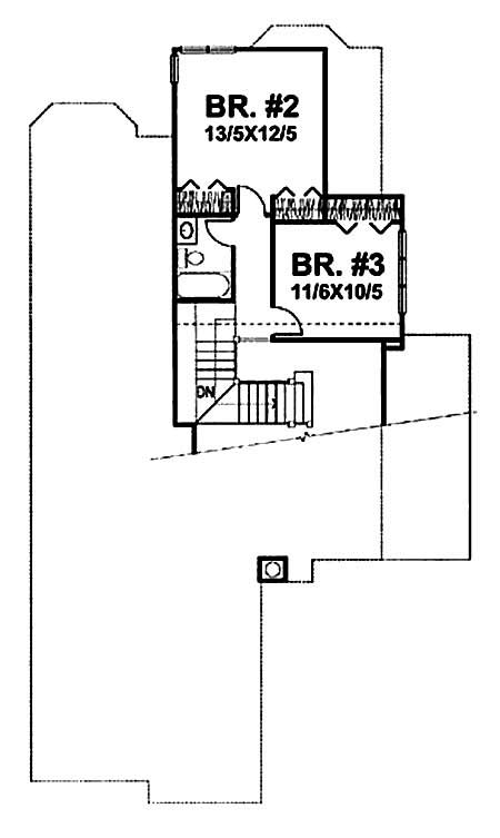 Floor Plan Second Story of Cape Cod Plan #146-1575
