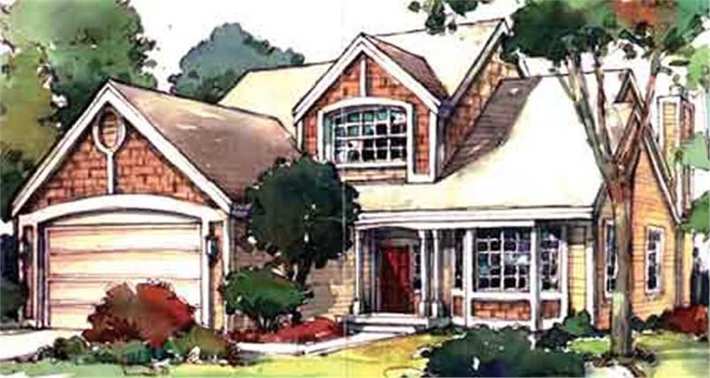 Front view of Country home (ThePlanCollection: House Plan #146-1588)