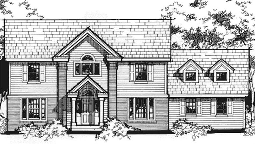 Front view of Colonial home (ThePlanCollection: House Plan #146-1592)