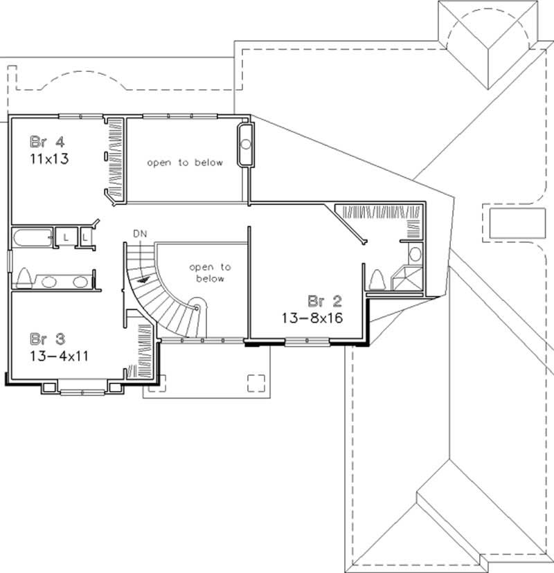 Floor Plan Second Story of Cape Cod Plan #146-1593