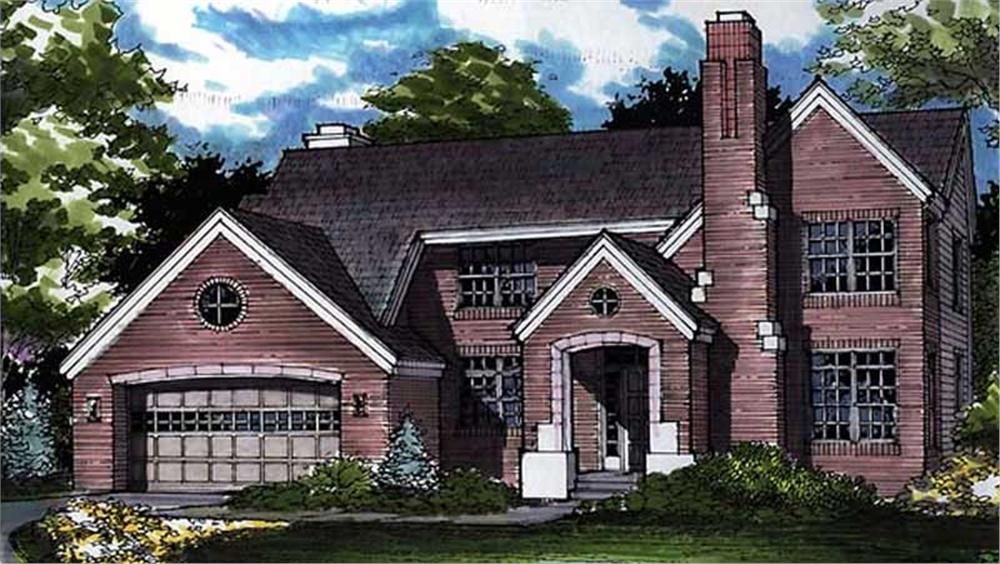 Front view of Country home (ThePlanCollection: House Plan #146-1594)