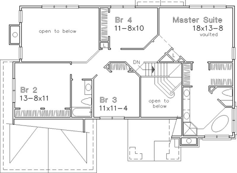 Floor Plan Second Story of Country Plan #146-1594