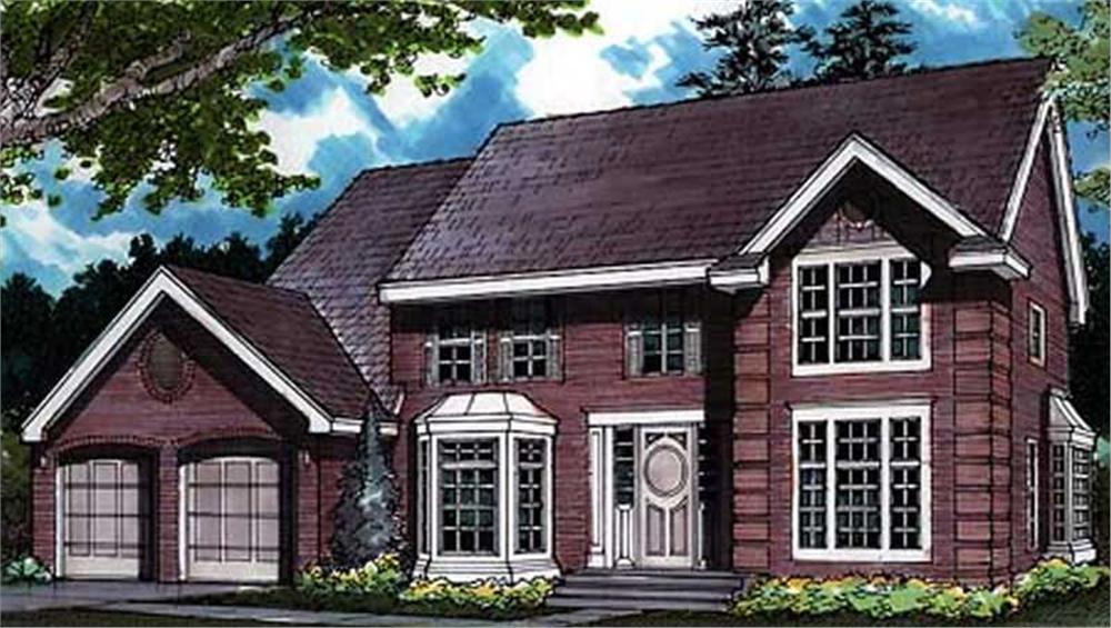 Front view of Country home (ThePlanCollection: House Plan #146-1599)