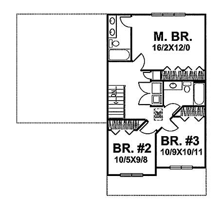 Floor Plan Second Story of Country Plan #146-1600