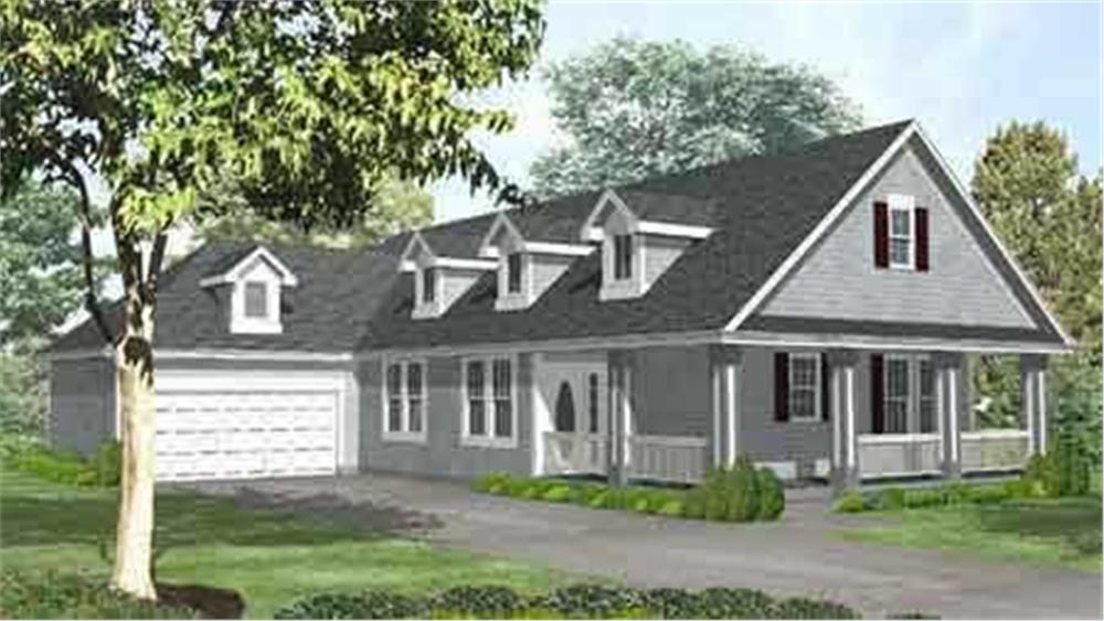 Front view of Country home (ThePlanCollection: House Plan #146-1606)