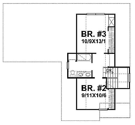 Floor Plan Second Story of Country Plan #146-1610