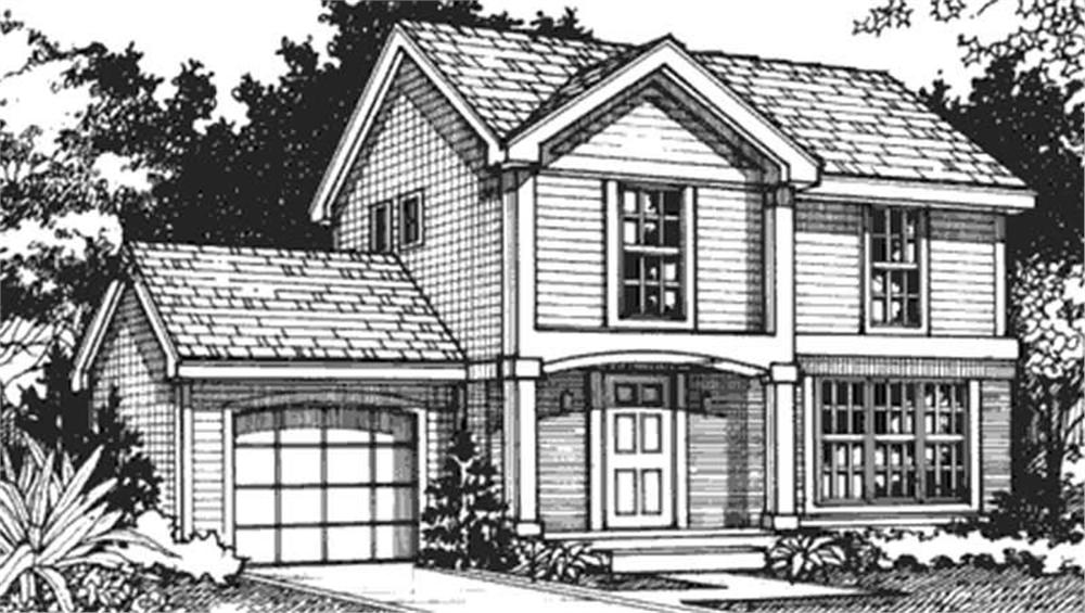 Front view of Country home (ThePlanCollection: House Plan #146-1614)