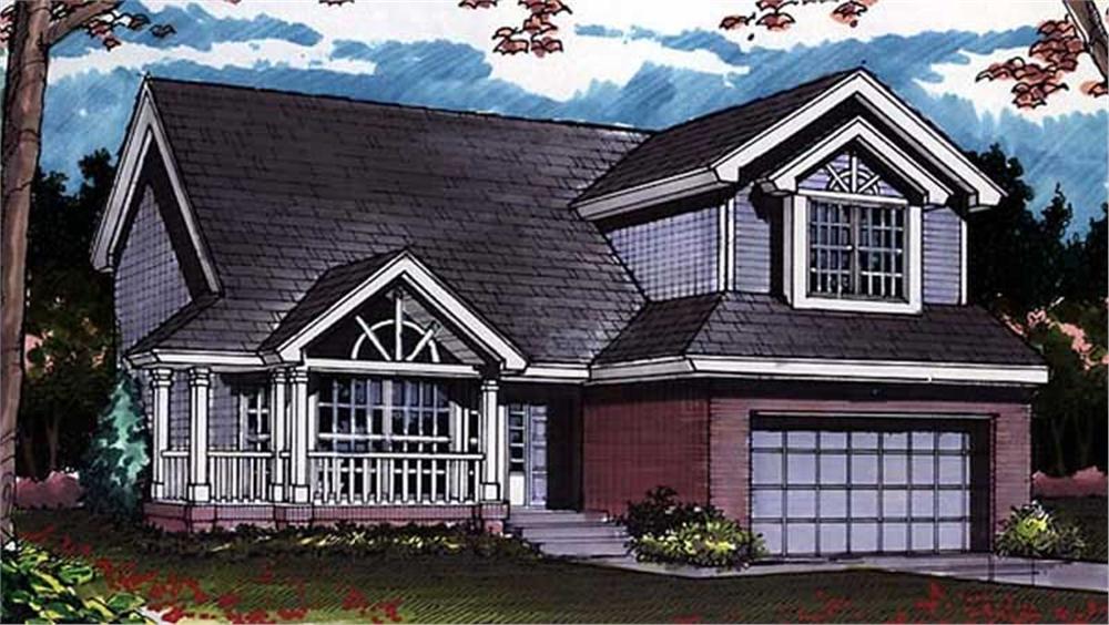 Front view of Country home (ThePlanCollection: House Plan #146-1623)