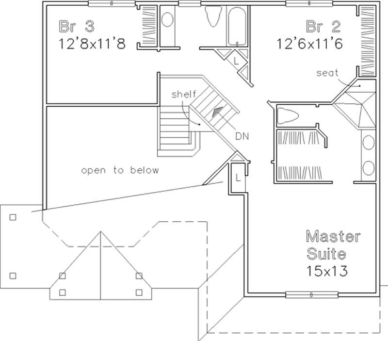 Floor Plan Second Story of Country Plan #146-1623