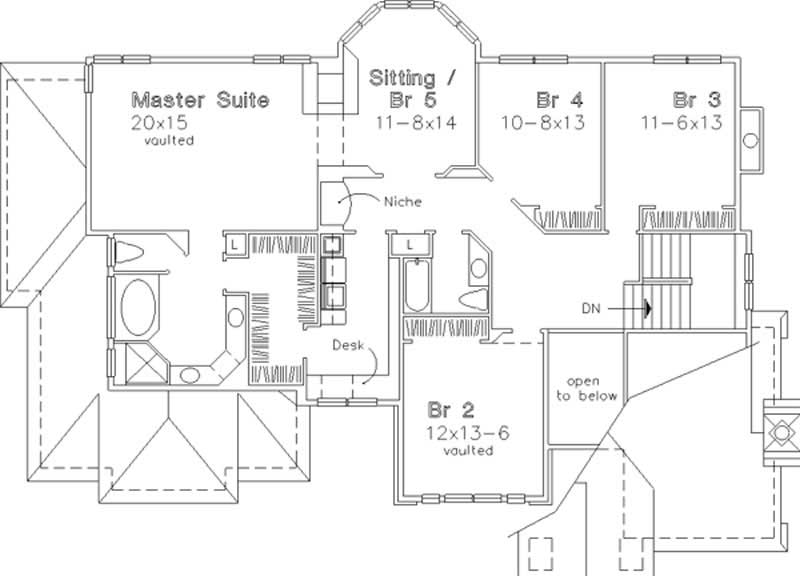 Floor Plan Second Story of European Plan #146-1626