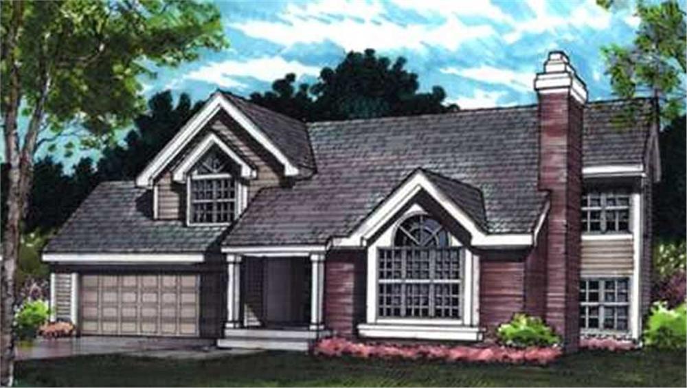 Front view of Country home (ThePlanCollection: House Plan #146-1627)