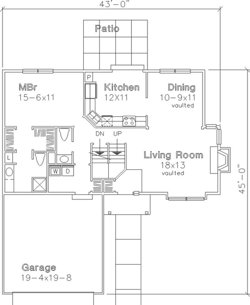 Floor Plan First Story of Cape Cod Plan #146-1628