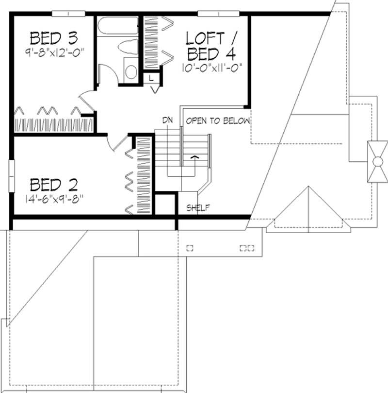Floor Plan Second Story of Cape Cod Plan #146-1629