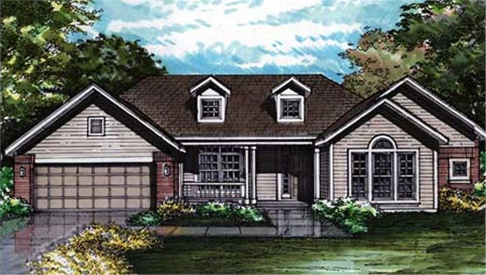 Front view of Country home (ThePlanCollection: House Plan #146-1630)