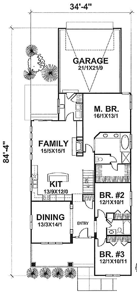 Floor Plan First Story of Bungalow Plan #146-1631