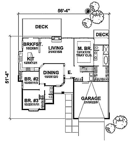 Floor Plan First Story of Craftsman Plan #146-1632
