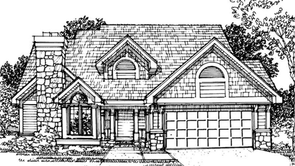 Front view of Country home (ThePlanCollection: House Plan #146-1637)