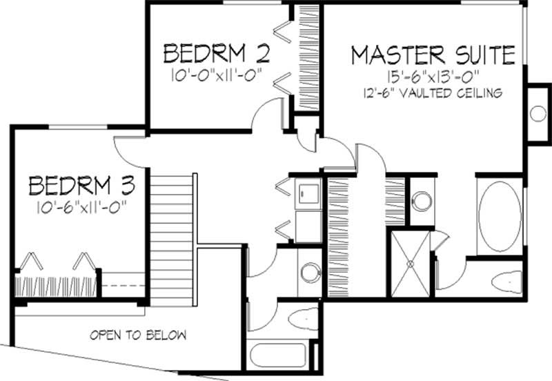 Floor Plan Second Story of Country Plan #146-1637