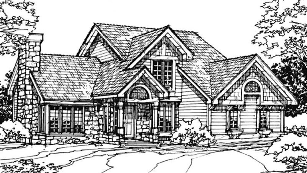 Front view of Country home (ThePlanCollection: House Plan #146-1639)