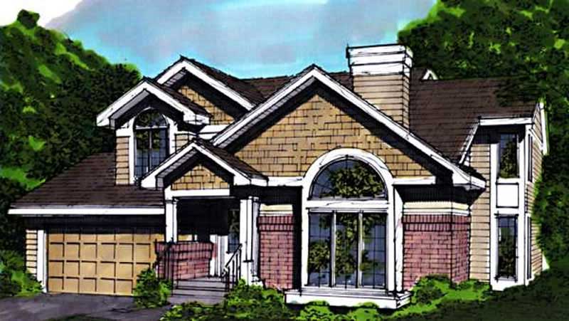 Front view of Country home (ThePlanCollection: House Plan #146-1645)