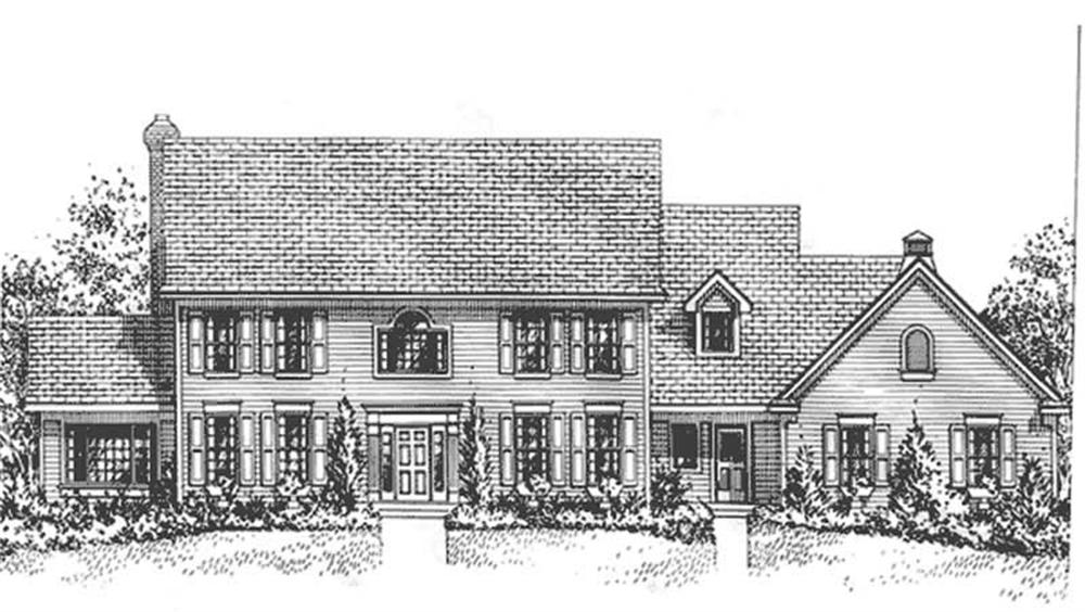 Front view of Colonial home (ThePlanCollection: House Plan #146-1646)