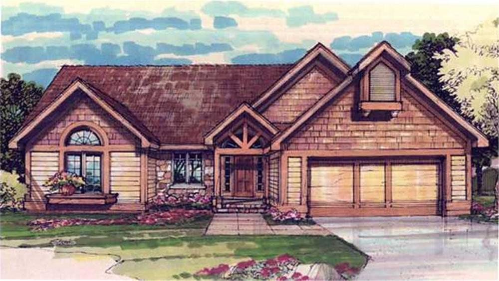 Front view of Craftsman home (ThePlanCollection: House Plan #146-1652)