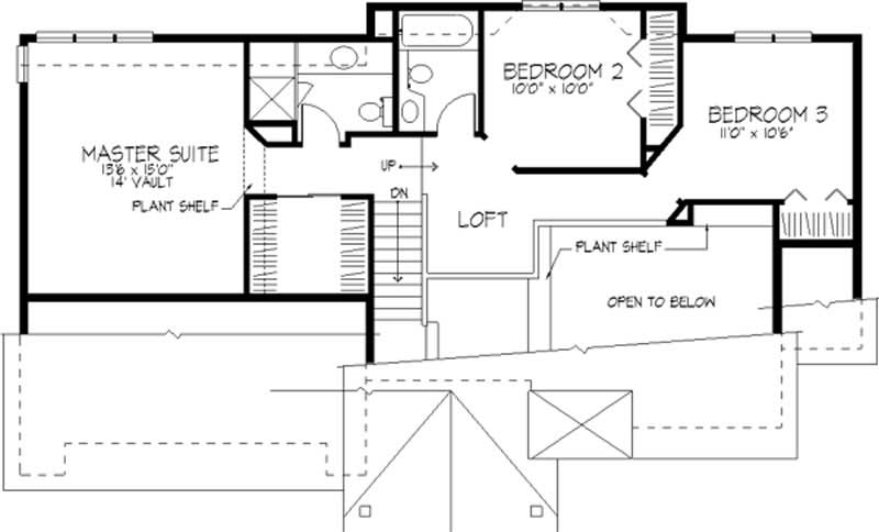 Floor Plan Second Story of Country Plan #146-1653