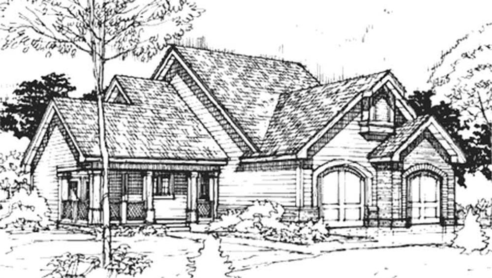 Front view of Country home (ThePlanCollection: House Plan #146-1654)