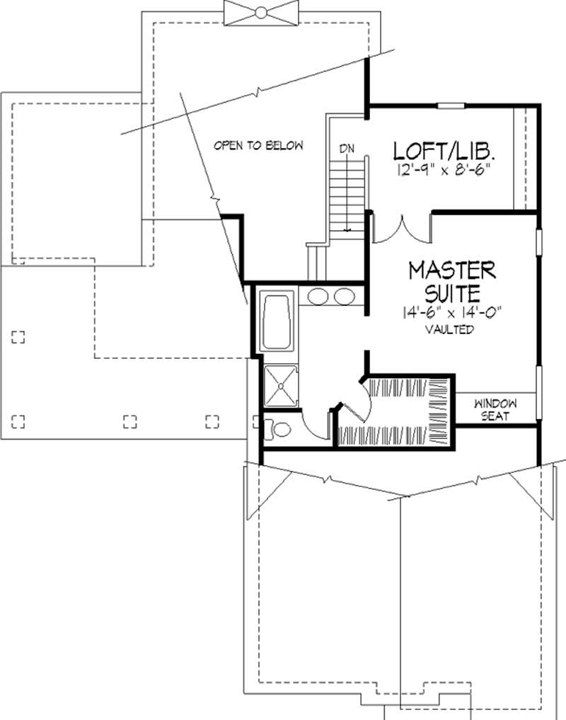 Floor Plan Second Story of Country Plan #146-1654