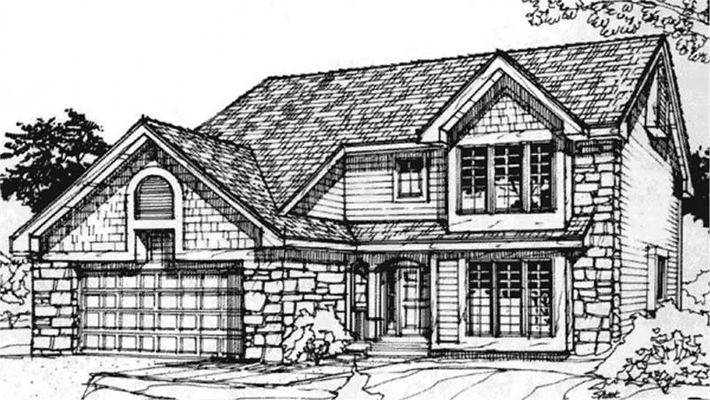 Front view of Country home (ThePlanCollection: House Plan #146-1655)