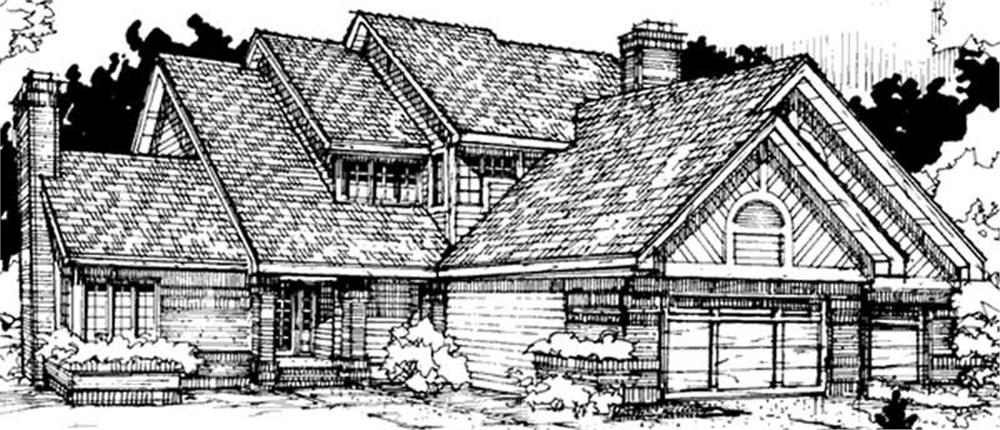 Front view of Colonial home (ThePlanCollection: House Plan #146-1661)