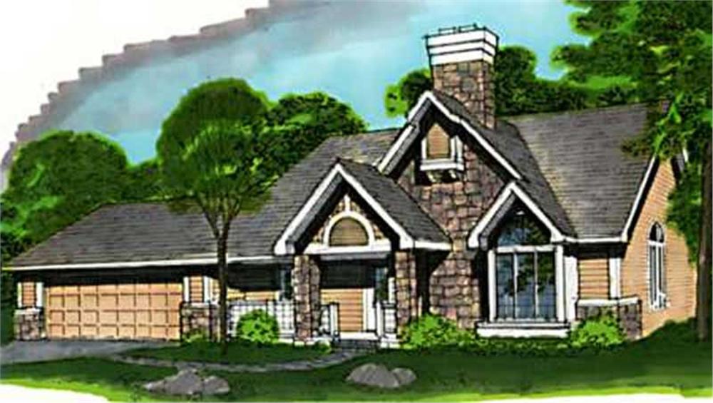 Front view of Country home (ThePlanCollection: House Plan #146-1668)