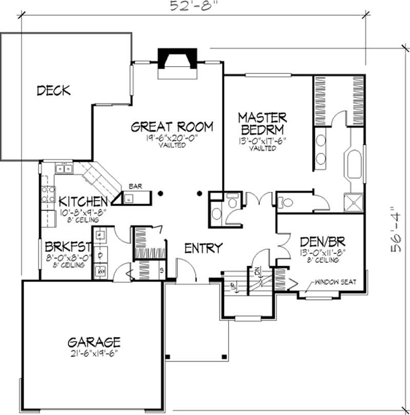 Floor Plan First Story of Cape Cod Plan #146-1675