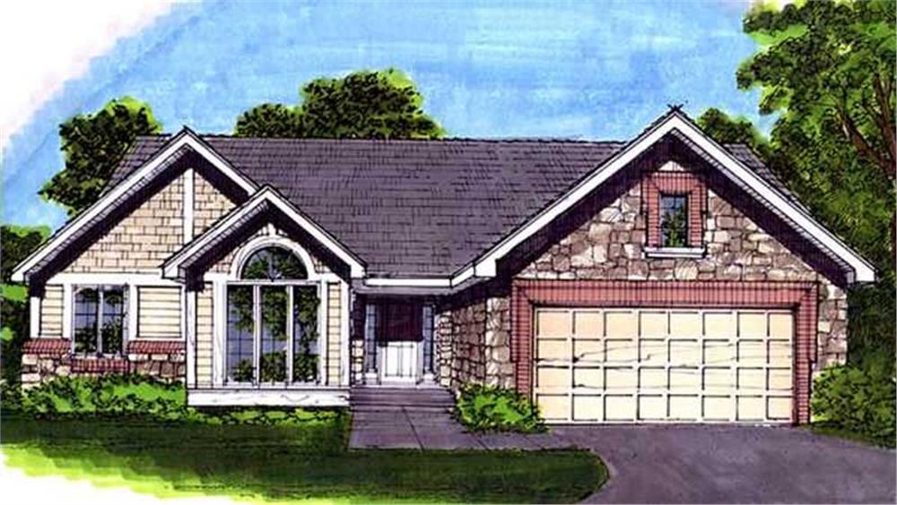 Front view of Country home (ThePlanCollection: House Plan #146-1676)