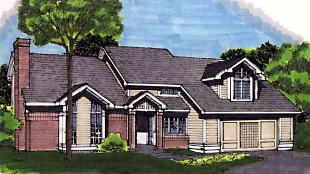 Front view of Ranch home (ThePlanCollection: House Plan #146-1679)