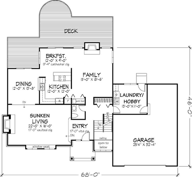 Floor Plan First Story of Ranch Plan #146-1679