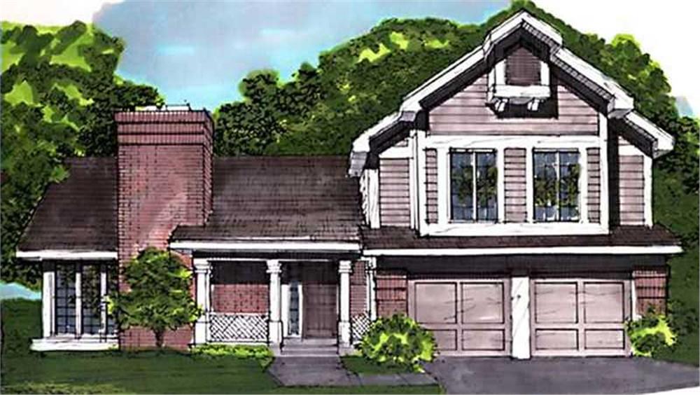 Front view of Country home (ThePlanCollection: House Plan #146-1680)