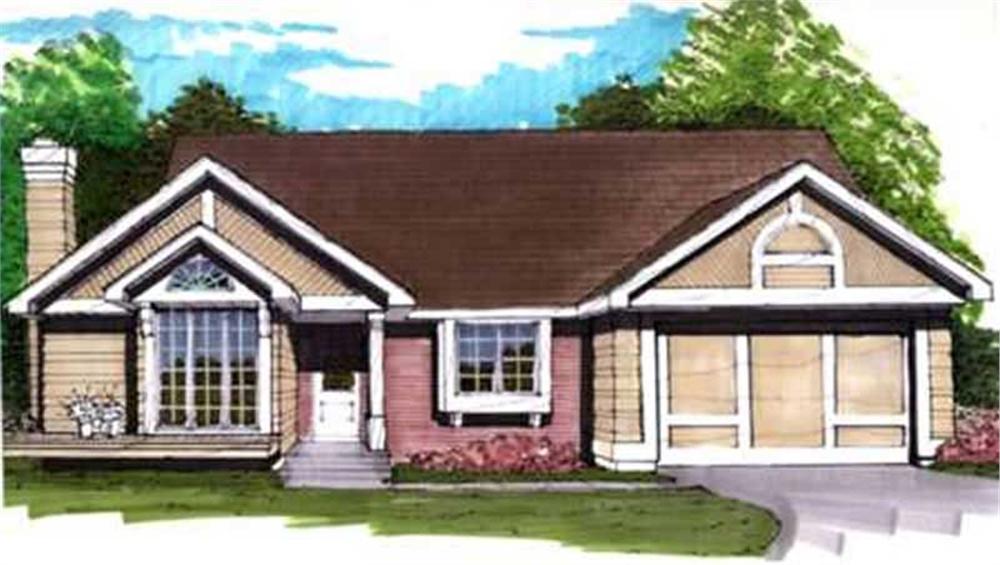 Front view of Ranch home (ThePlanCollection: House Plan #146-1687)