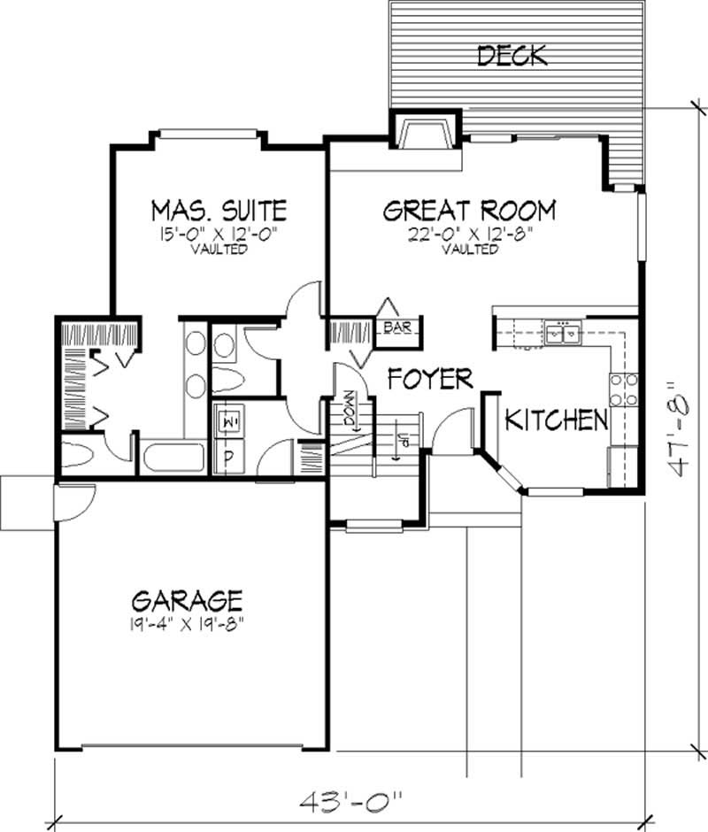 Floor Plan First Story of Cape Cod Plan #146-1688