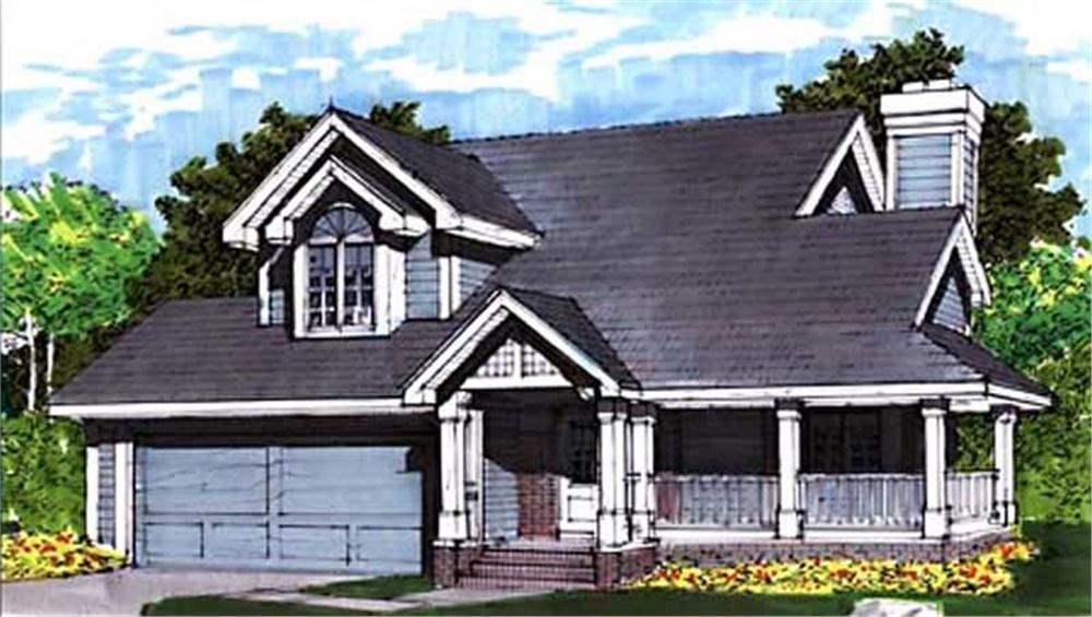 Front view of Country home (ThePlanCollection: House Plan #146-1690)