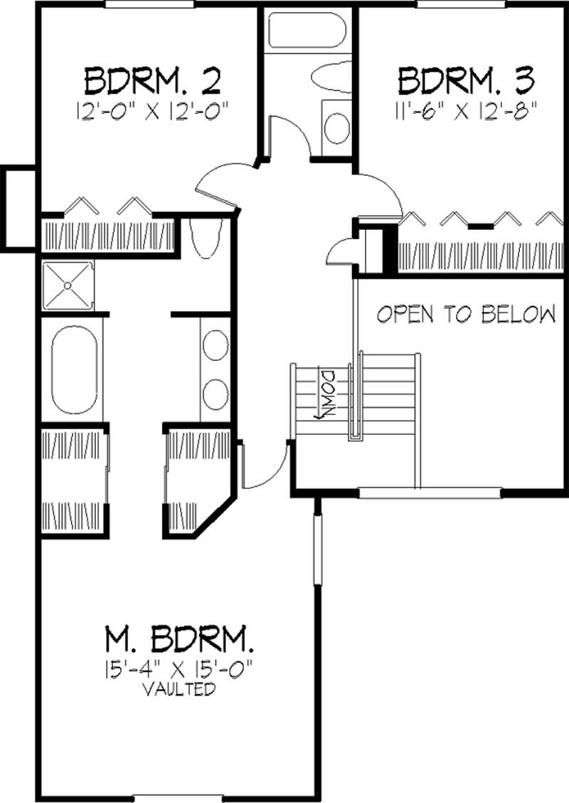 Floor Plan Second Story of Country Plan #146-1692