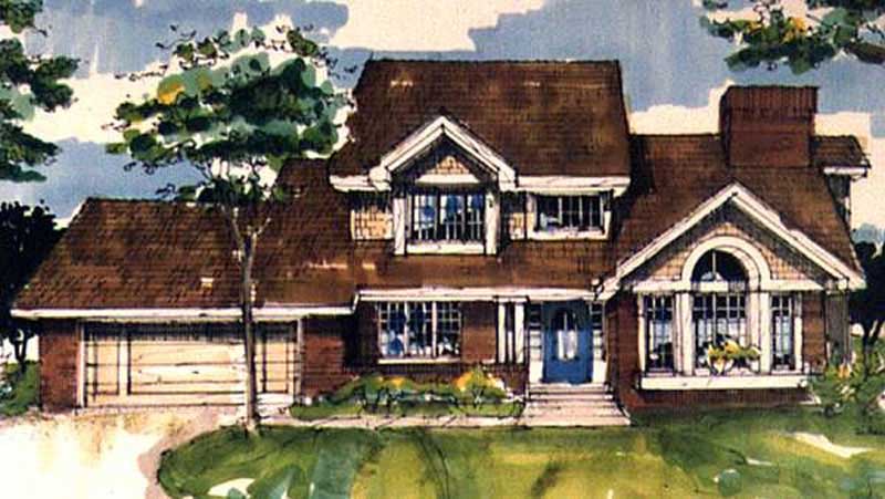 Front view of Country home (ThePlanCollection: House Plan #146-1708)