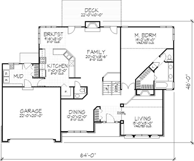 Floor Plan First Story of Country Plan #146-1708