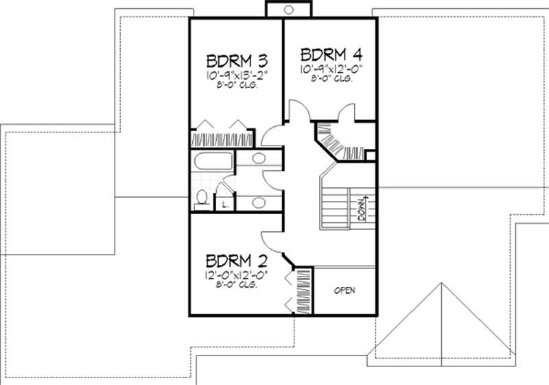 Floor Plan Second Story of Country Plan #146-1708