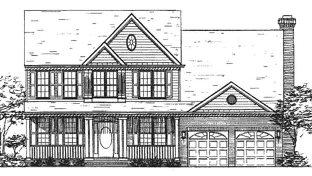 Front view of Colonial home (ThePlanCollection: House Plan #146-1718)