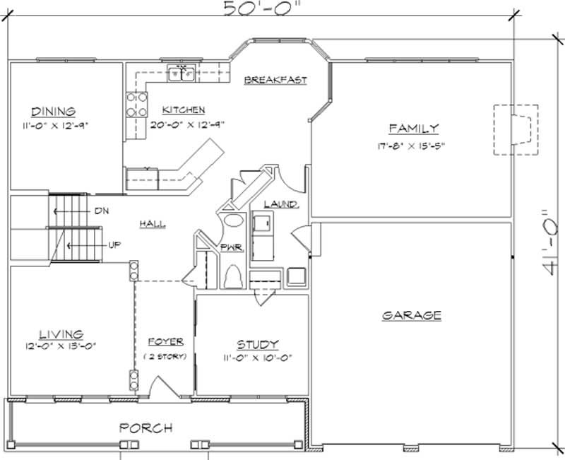 Floor Plan First Story of Colonial Plan #146-1718