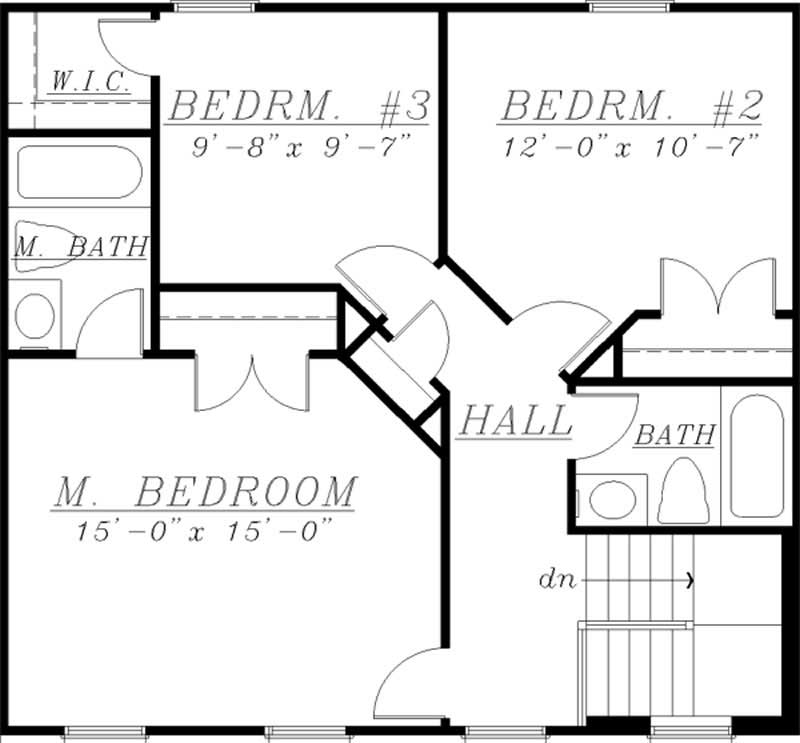 Floor Plan Second Story of Colonial Plan #146-1719