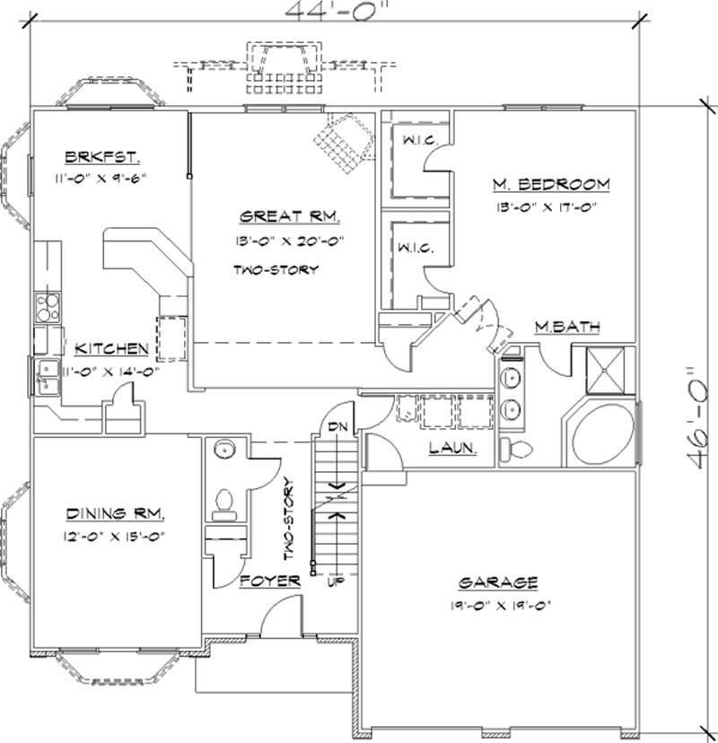 Floor Plan First Story of Colonial Plan #146-1720