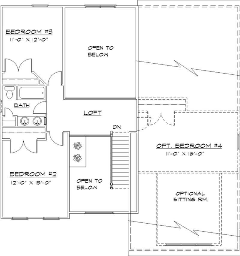 Floor Plan Second Story of Colonial Plan #146-1720
