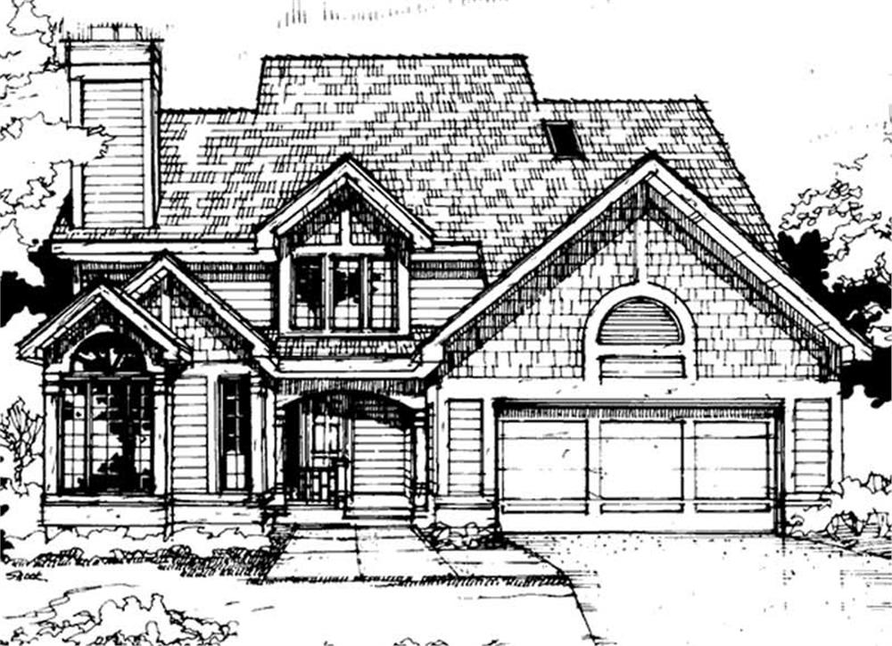 Front view of Country home (ThePlanCollection: House Plan #146-1725)